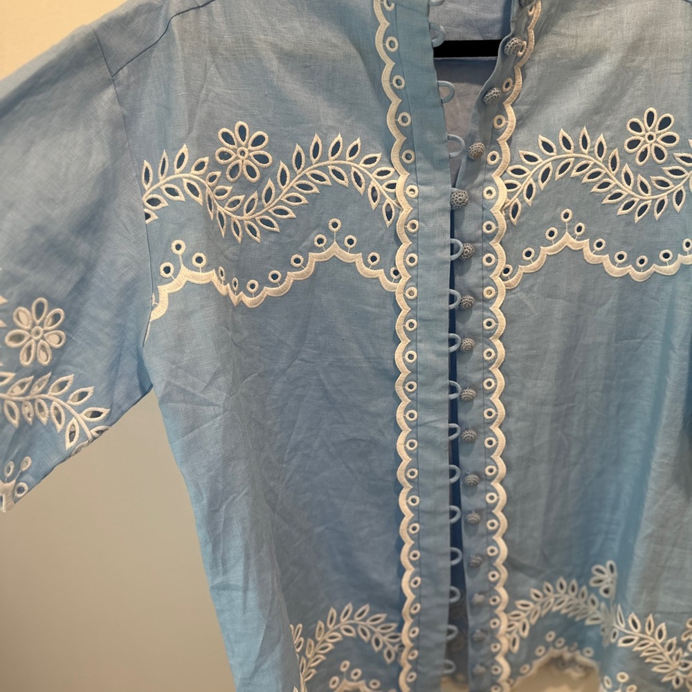 imitation size 1 Blue Eyelet Embroidered Set - Picture 7 of 17